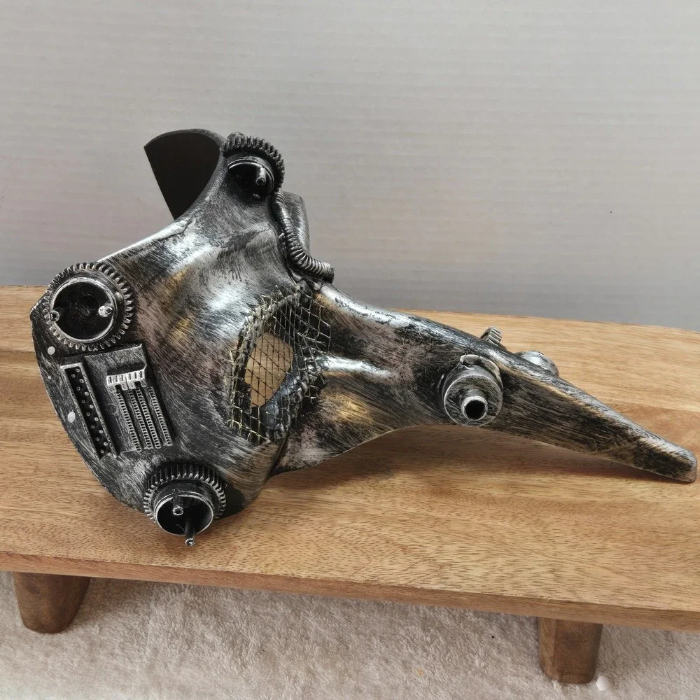 Steampunk Plague Doctor Mask‎ Silver Industrial Gothic Cosplay Long Beak 11